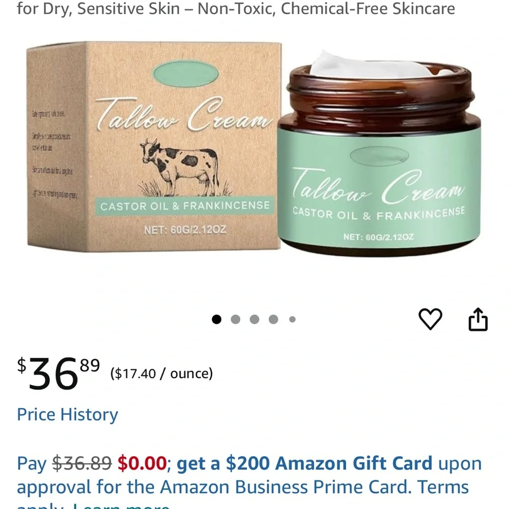 Tallow Cream Castor Oil & Frankincense Skincare - Picture 1 of 1